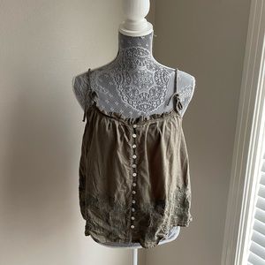 Army Green Boho Tank Top